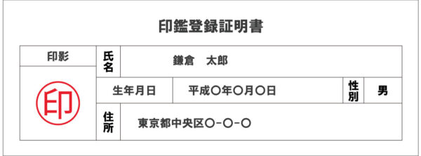 印鑑登録証明書の例