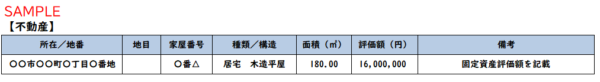 財産目録不動産の項目記入例
